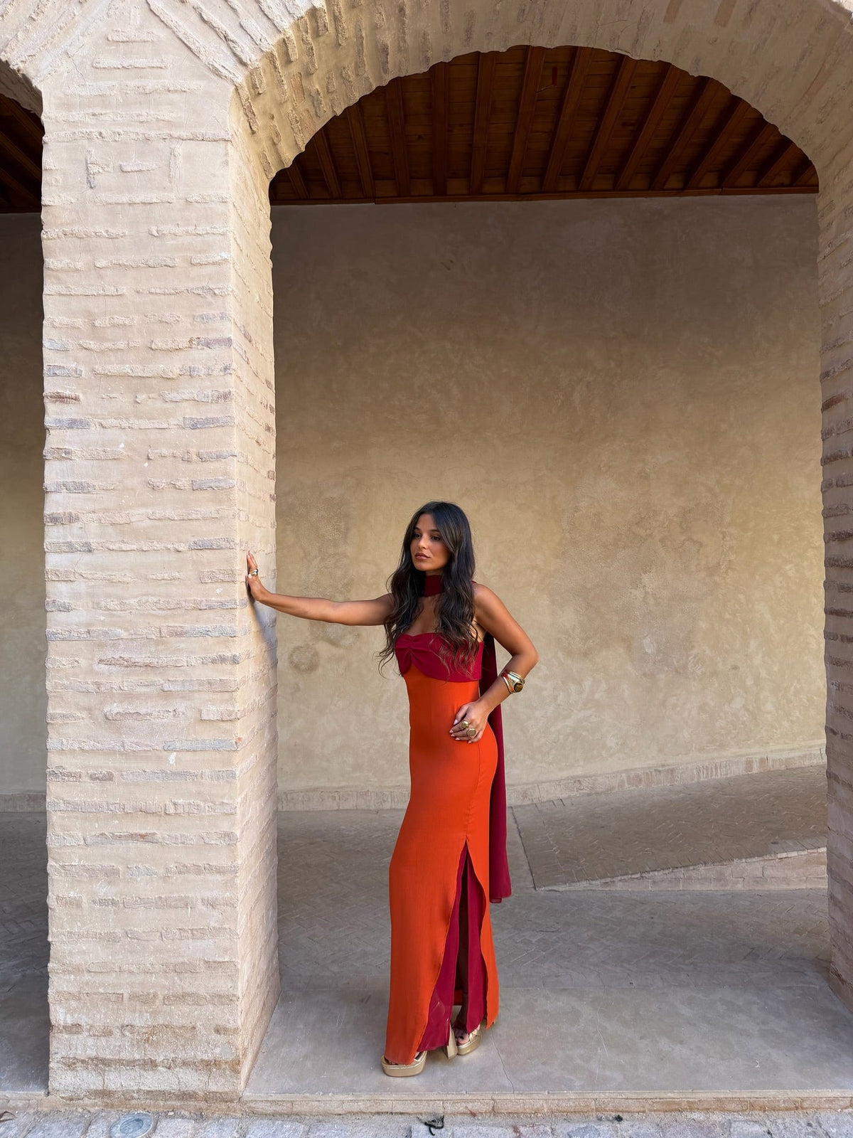 Nerea Naranja y Rojo | Vestido