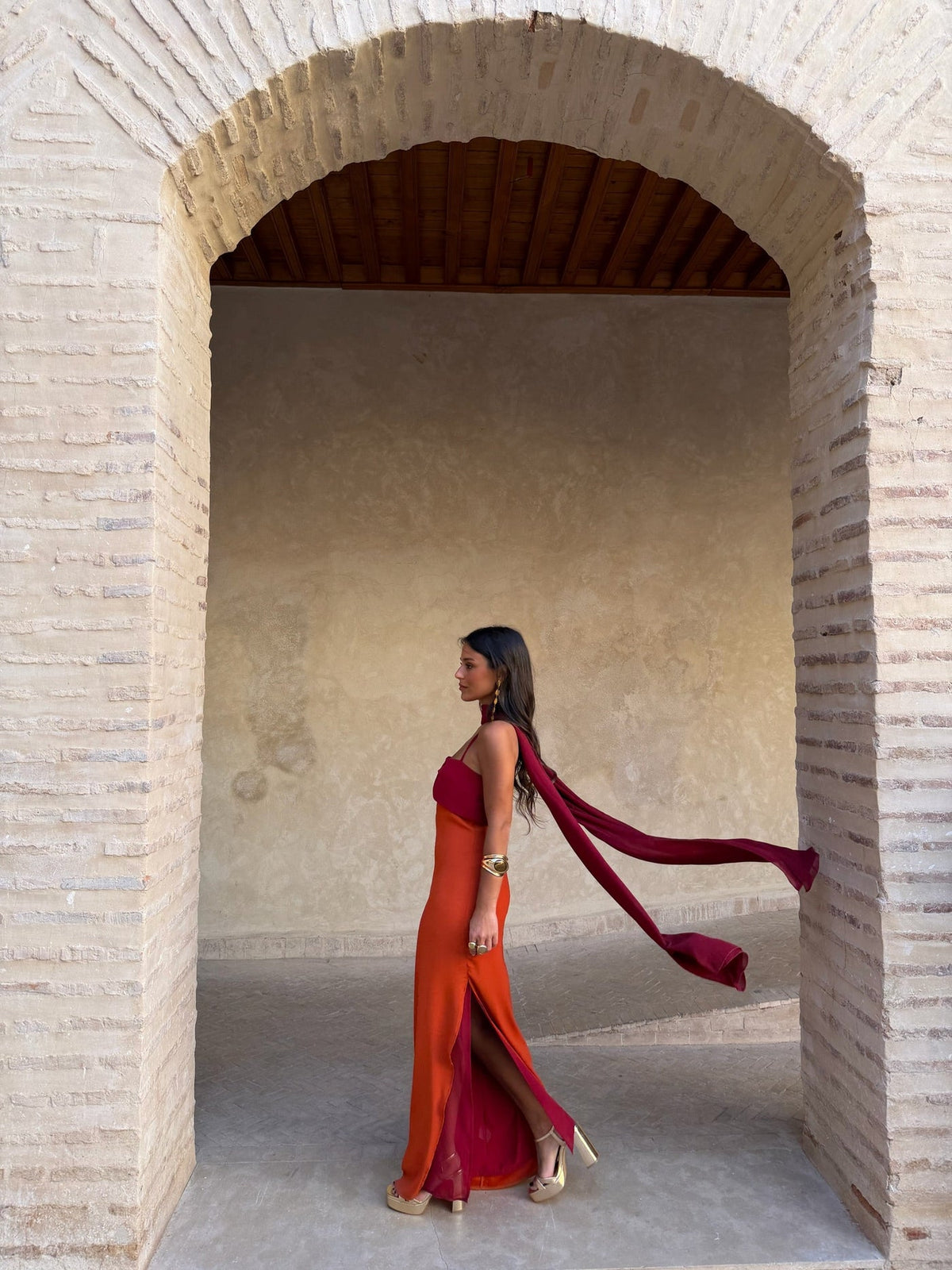 Nerea Naranja y Rojo | Vestido