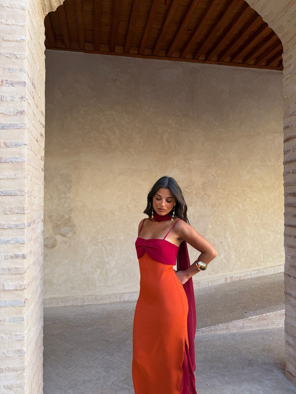 Nerea Naranja y Rojo | Vestido
