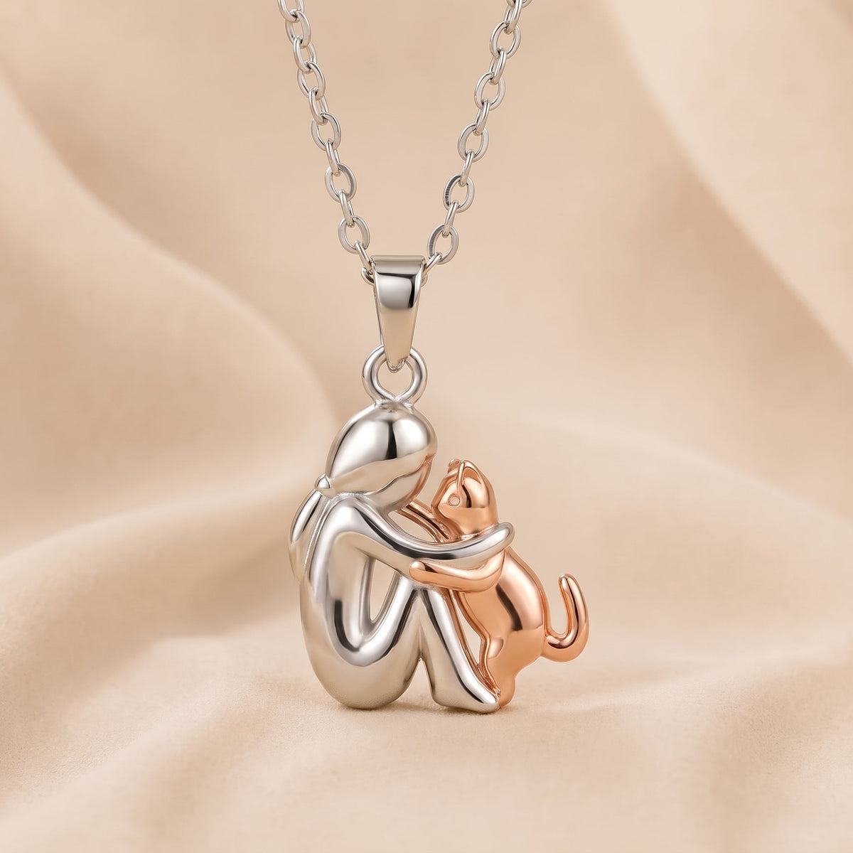 Collar Abrazo Eterno Gato Oro Rosa
