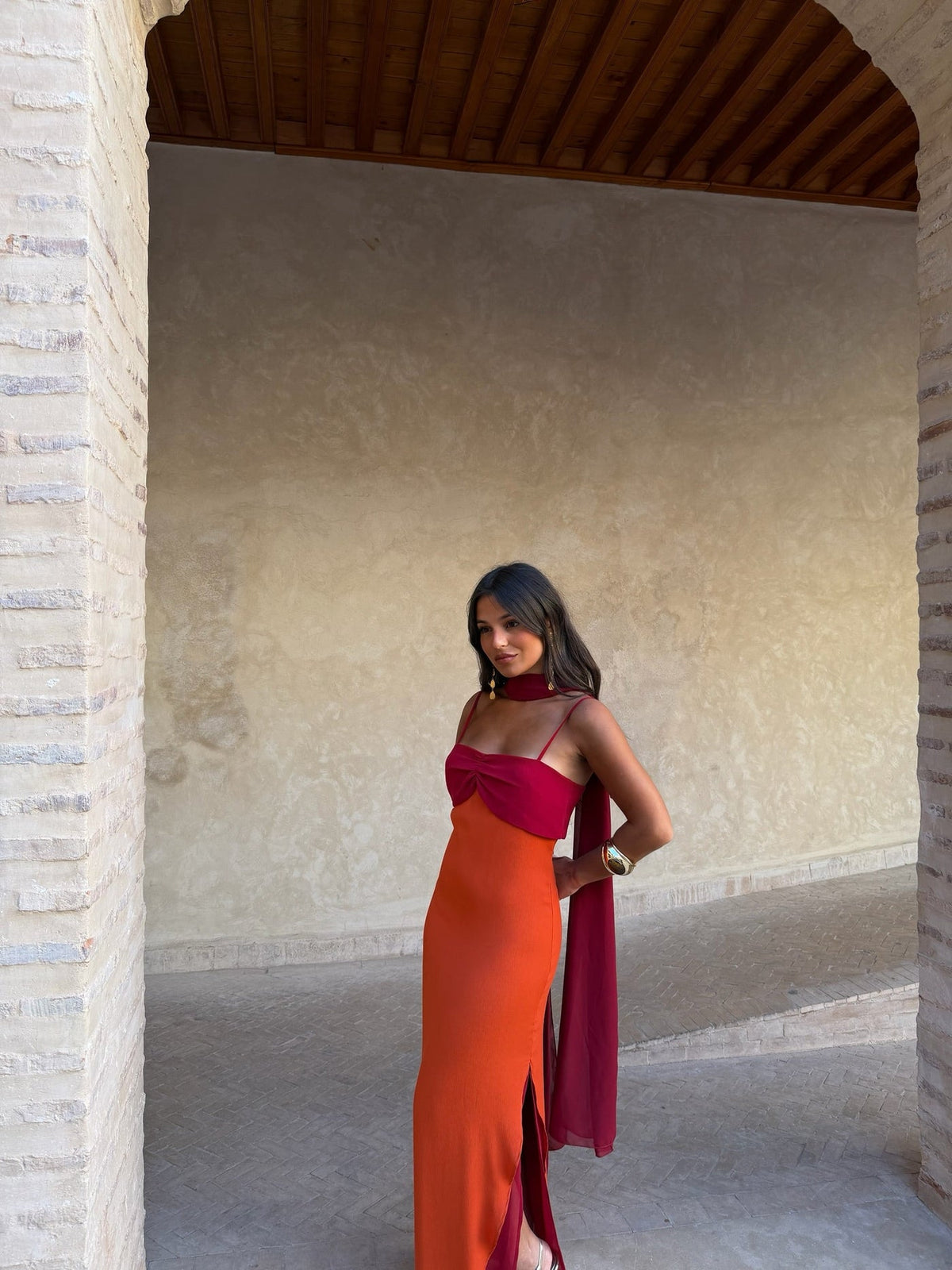 Nerea Naranja y Rojo | Vestido