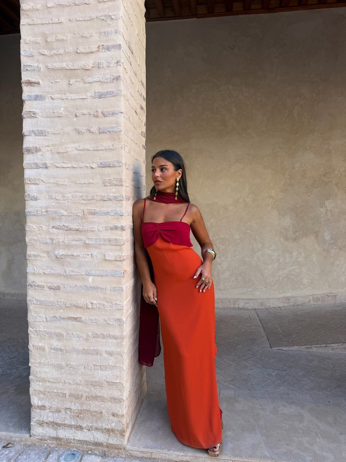 Nerea Naranja y Rojo | Vestido