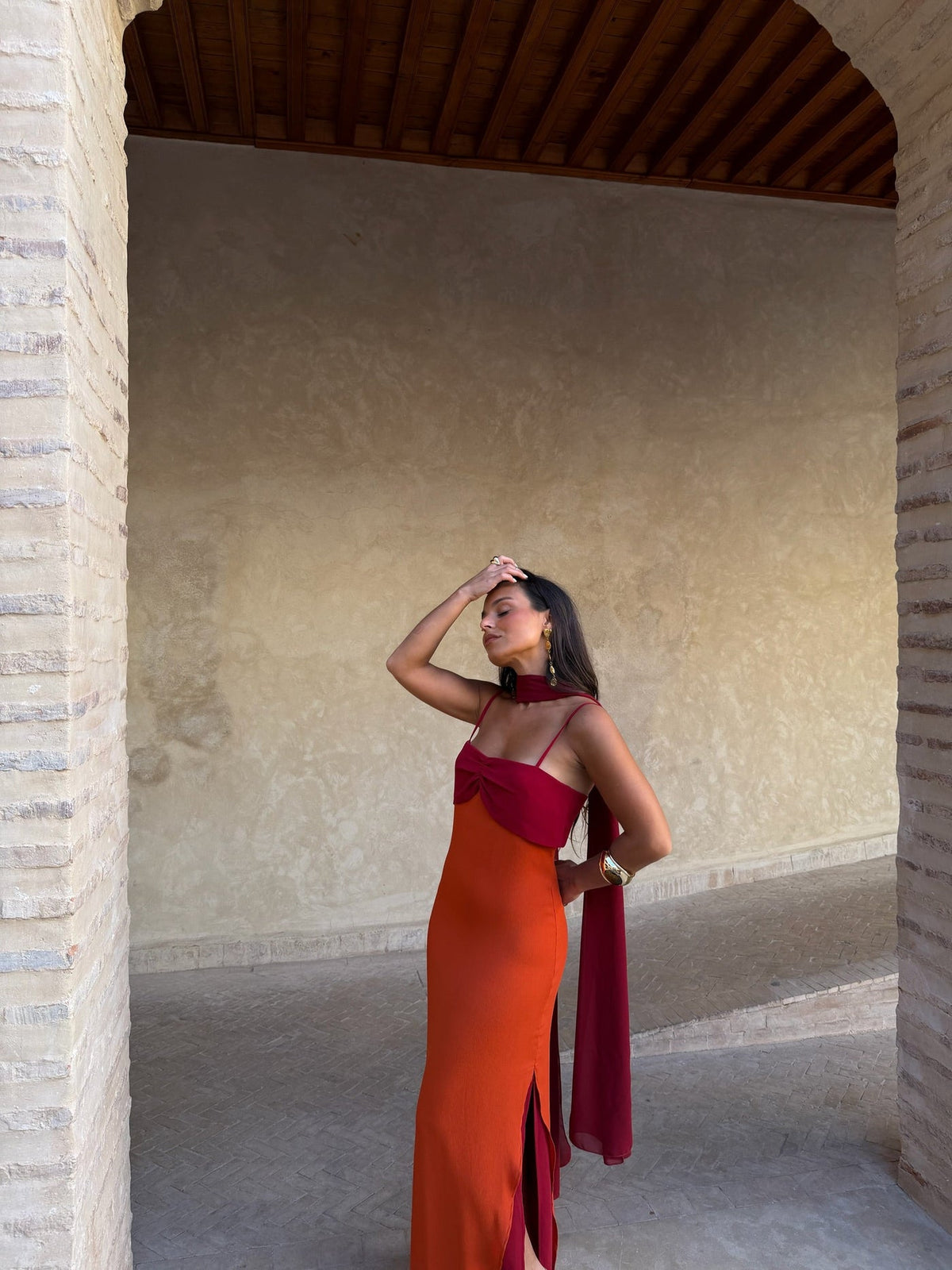Nerea Naranja y Rojo | Vestido