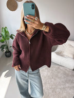 Zip Cardigan - Burgundy