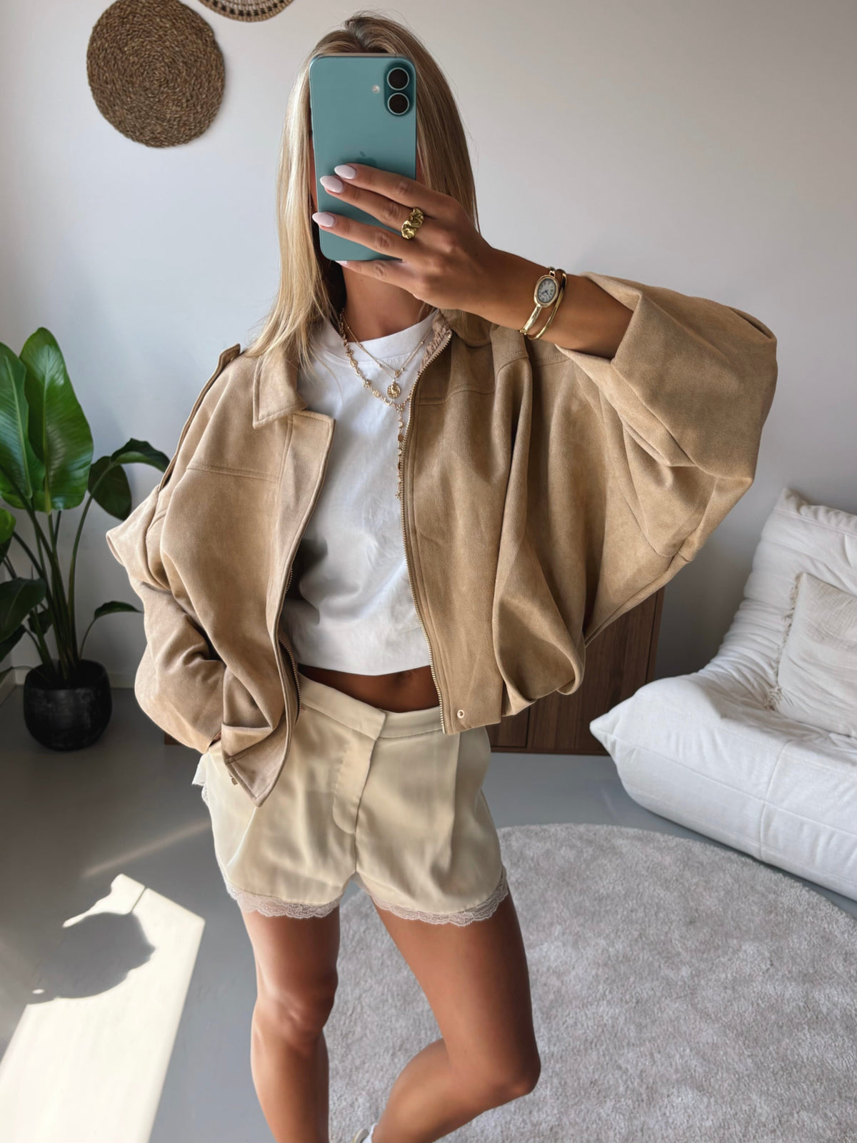 Suede Jacket - Beige