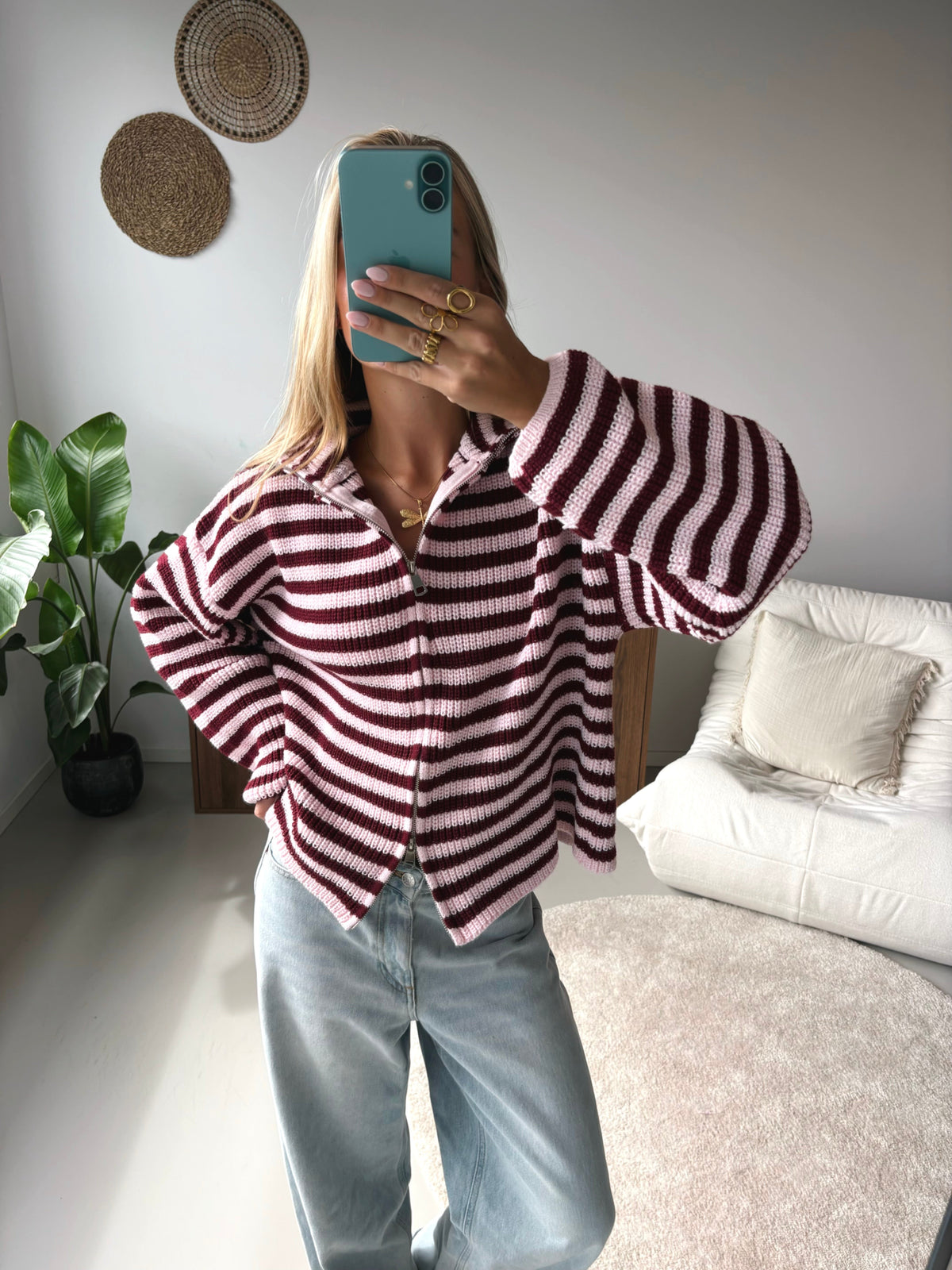 Zip Cardigan - Striped