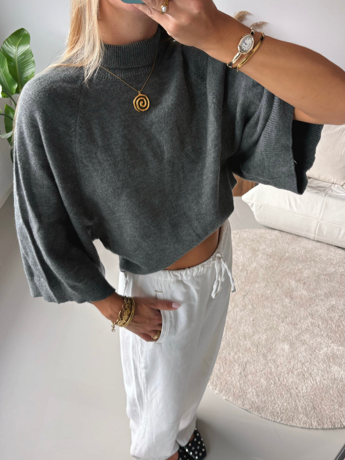 Flowy Sleeve Knit - Grey