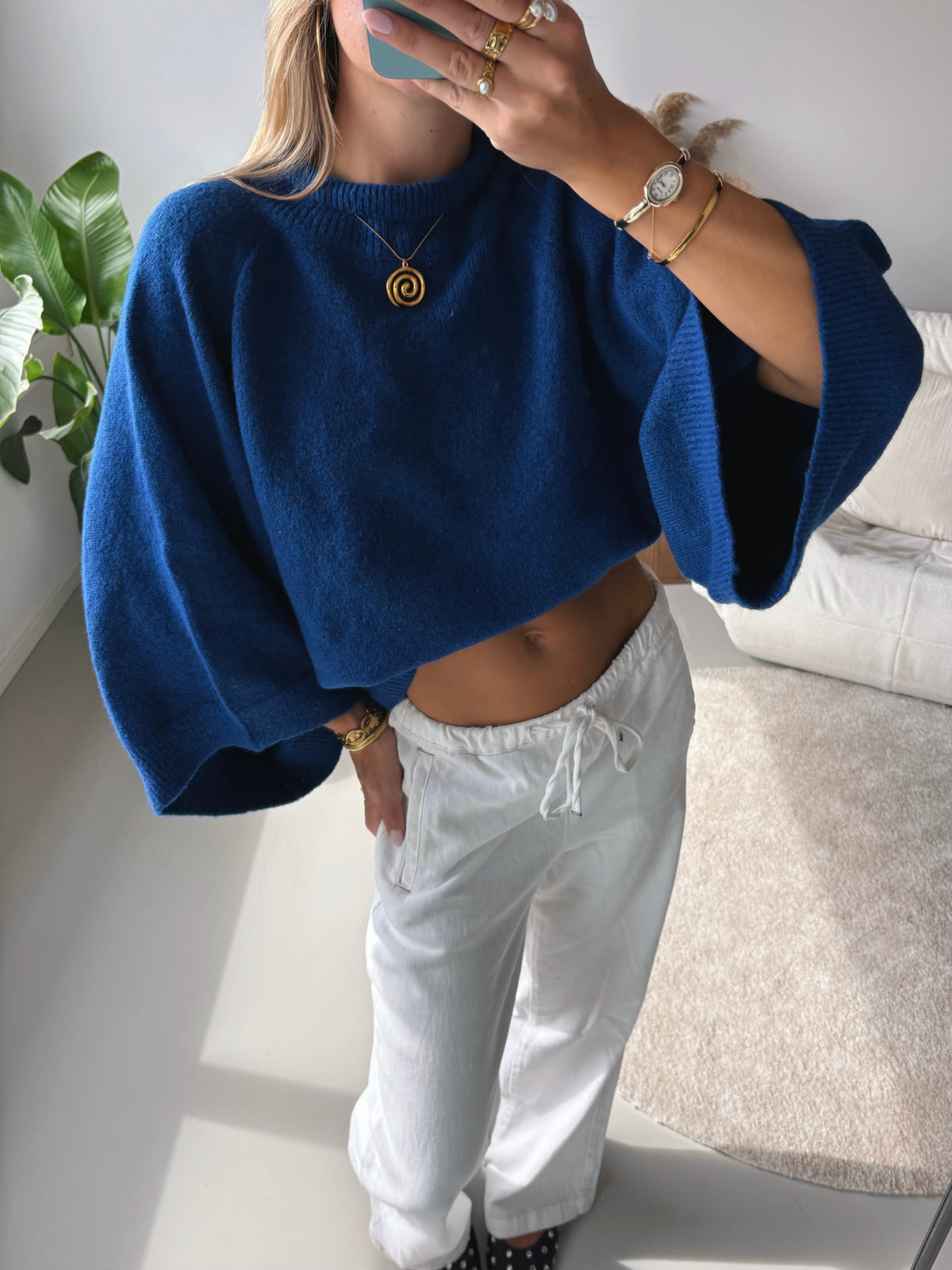 Flowy Sleeve Knit - Blue