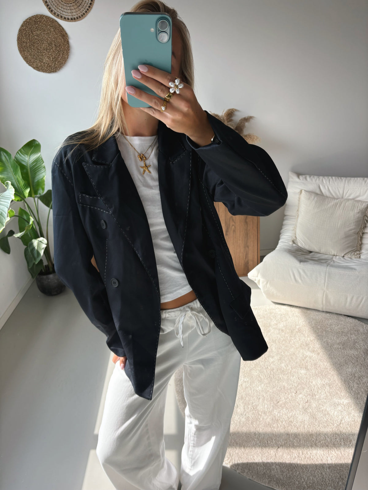 Oversized Topstitched Blazer