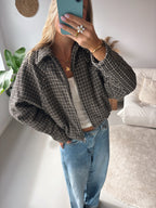 Cropped Check Jacket