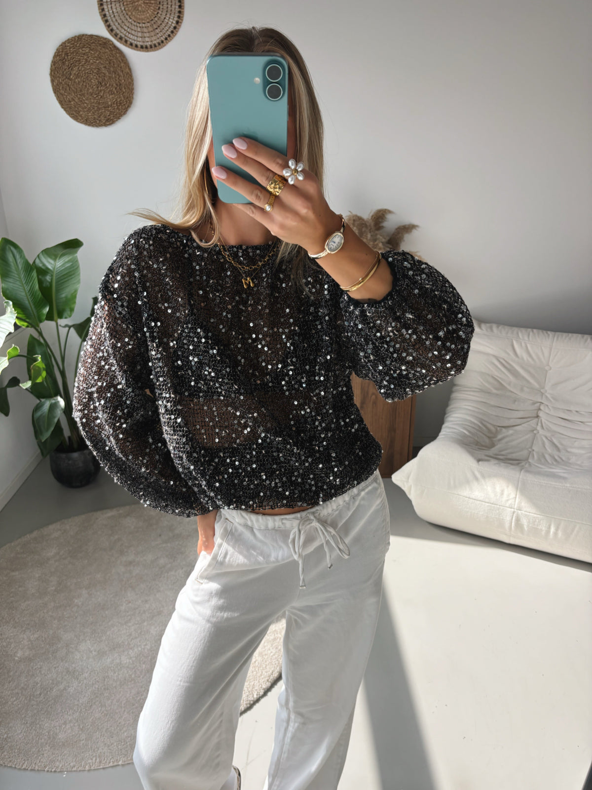 Midnight Sparkle Top - Black