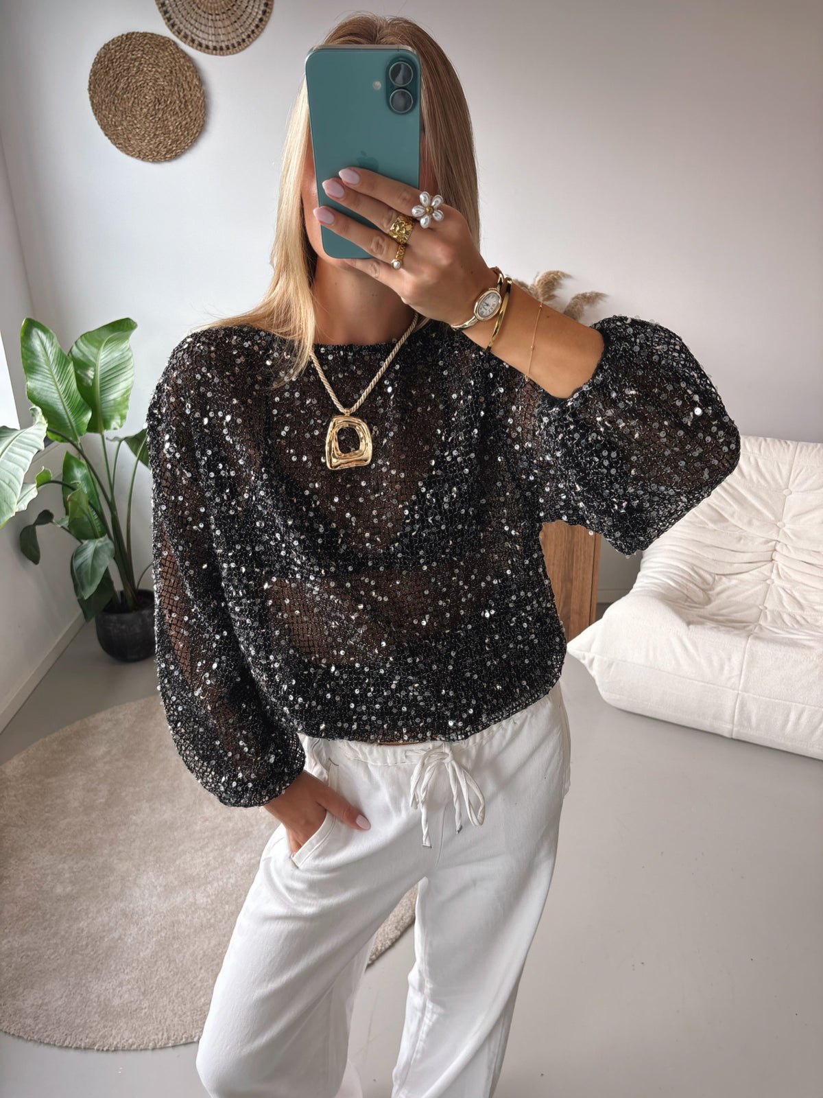 Midnight Sparkle Top - Black