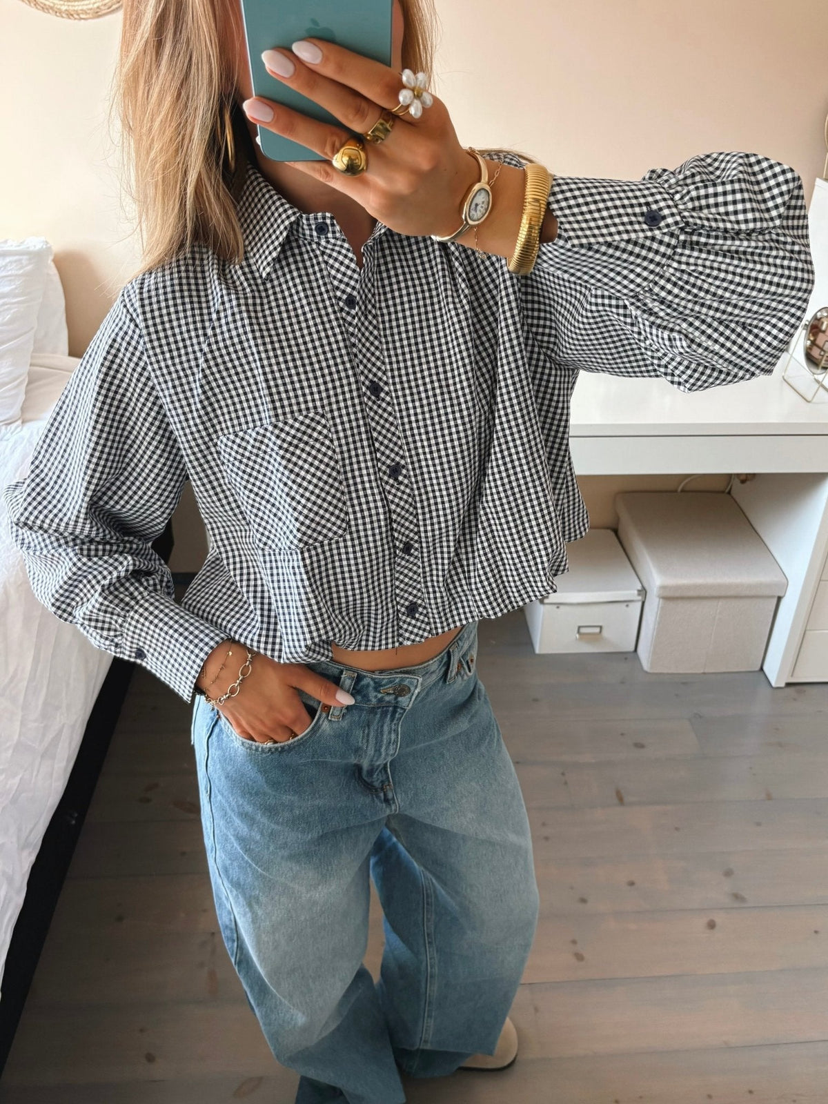 Balloon-Cut Blouse - Blue