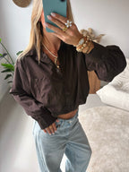 Balloon-Cut Blouse - Brown