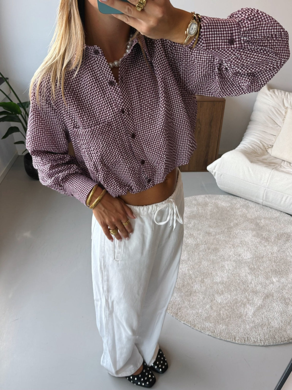 Balloon-Cut Blouse - Red
