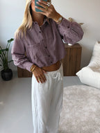 Balloon-Cut Blouse - Red