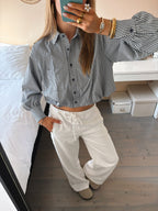Balloon-Cut Blouse - Blue