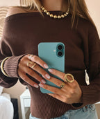 Off-Shoulder Knit - Brown