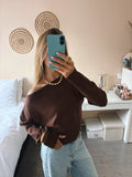 Off-Shoulder Knit - Brown