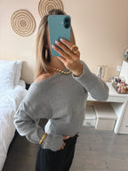 Off-Shoulder Knit - Grey