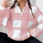 Chaqueta Sherpa a cuadros - Rosa