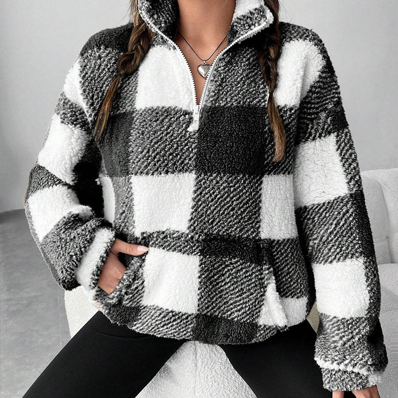 Chaqueta Sherpa a cuadros - Negro
