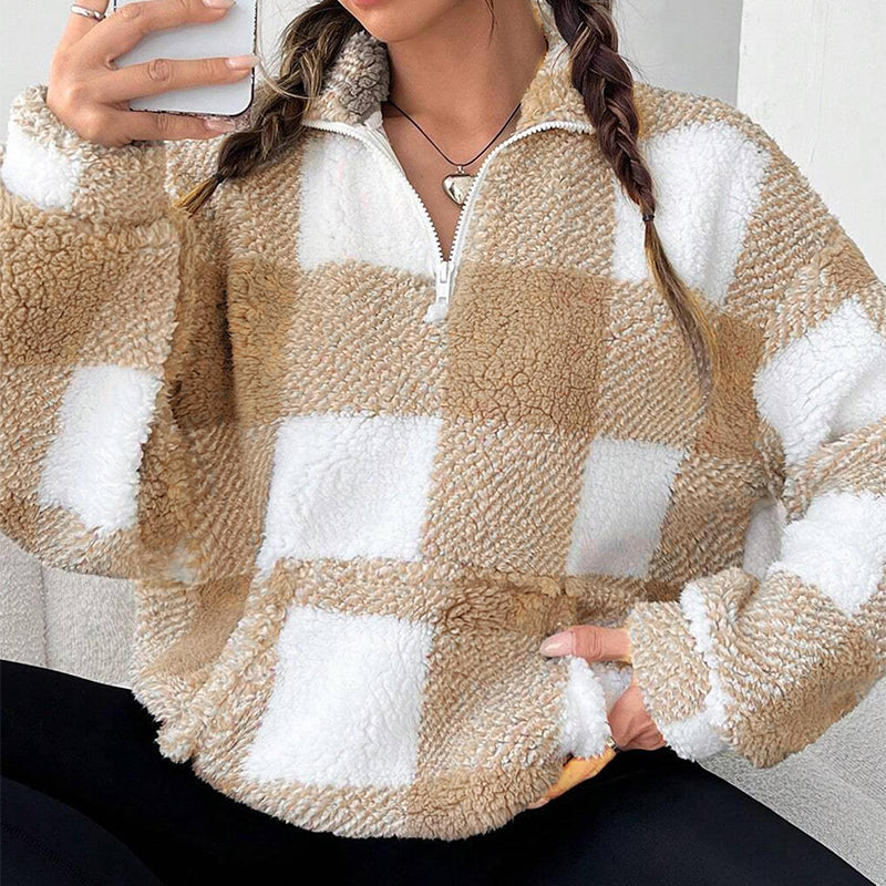 Chaqueta Sherpa a cuadros - Amarillo