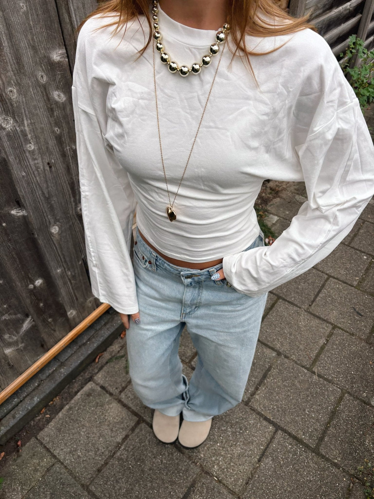 Wide-Sleeve Top - White