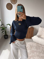 Wide-Sleeve Top - Navy